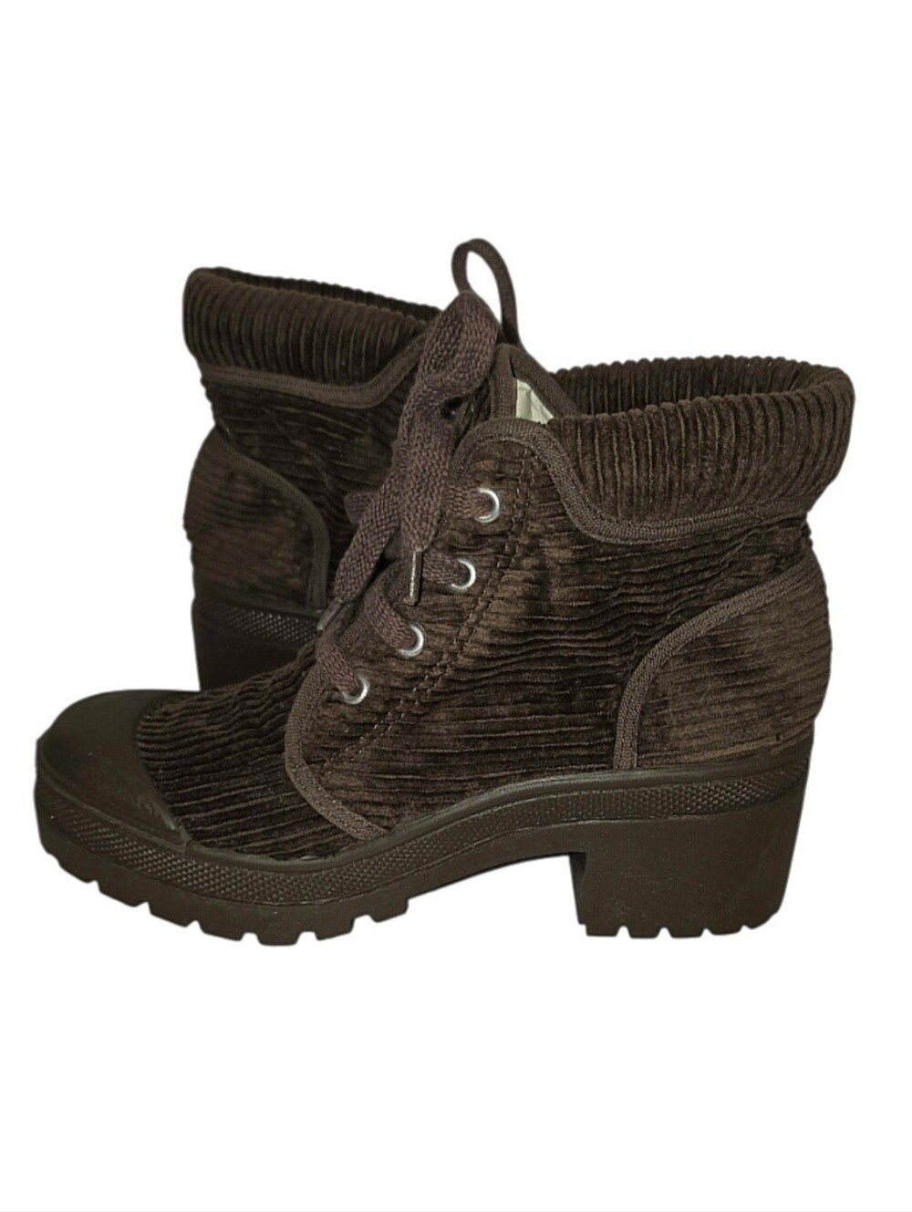 Chinese Laundry Once More Boots Brown Corduroy Lace Up Size 6.5